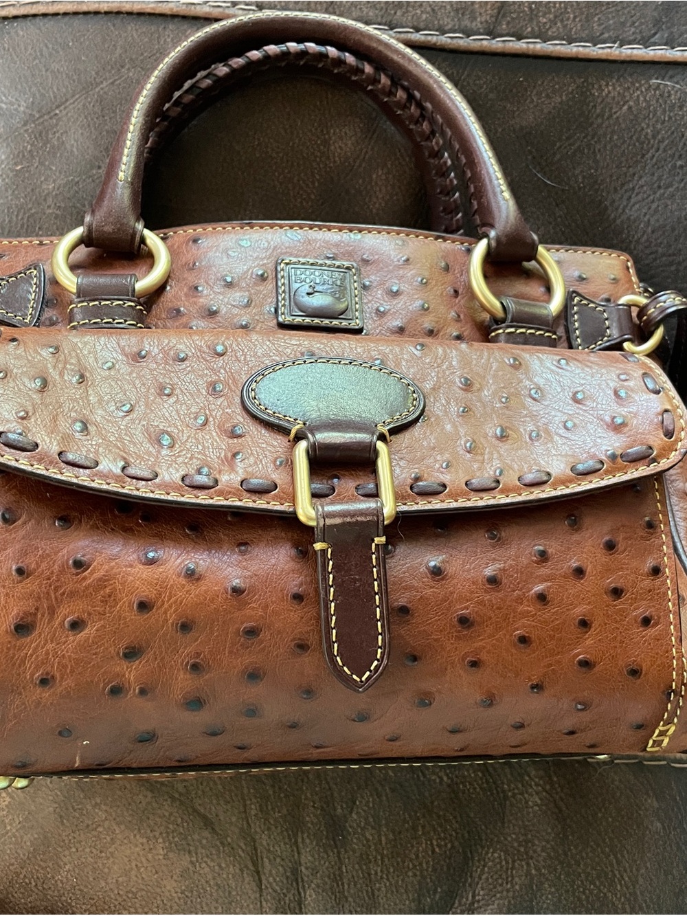 Dooney and Bourke Brown Ostrich Leather Top-Handle Women’s satchel purse